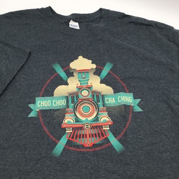 Choo-choo train men’s tee bluish gray size XL - Picture 2 of 8